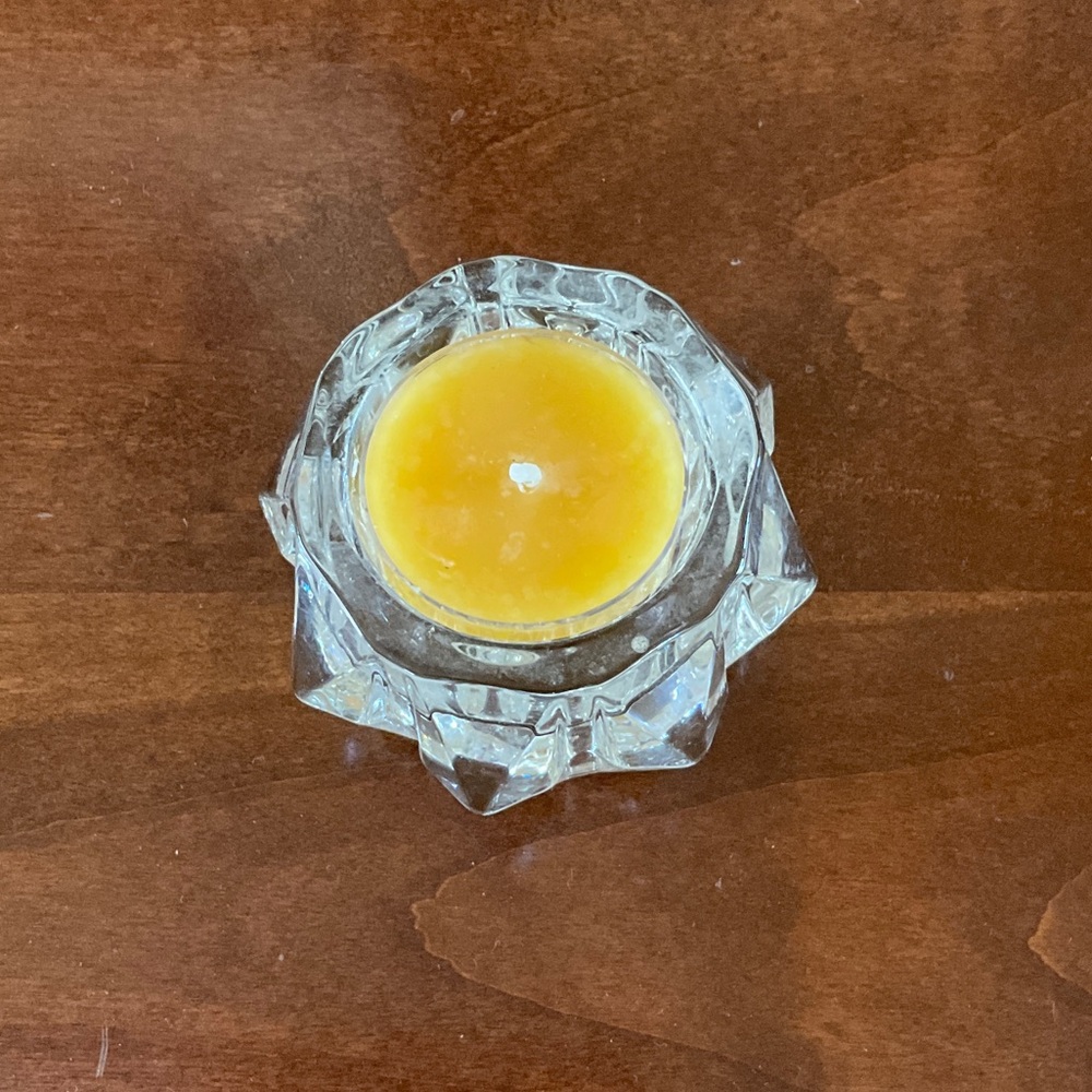 5/20. Crystal Candle Holder with Yellow Candle.